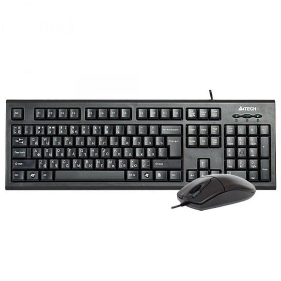 Kit TASTATURA si Mouse A4TECH, "KR-85+OP-620D", cu fir, 104 taste format standard, mouse 1000dpi, 4/1 butoane, negru, "KR-8520D-USB" (timbru verde 0.8 lei)