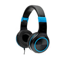 Casque audio spacer filaire standard usage multimédia microphone filaire pliable serre-tête réglable connexion via jack 35 mm x 2 noir et bleu  sphs-pearl-bl  tampon vert 08 lei