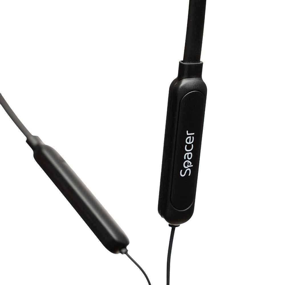 Casque audio sans fil intra-auriculaire avec câble de connexion et clip magnétique, pour smartphone, microphone sur le câble, connexion via Bluetooth 5.0, noir, "SPBH-SPORTY", (timbre vert 0,18 lei)