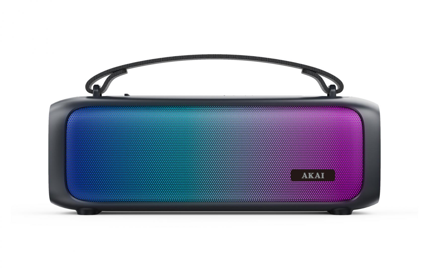 Enceinte portable AKAI « Active » 8 W RMS, Bluetooth 5.1, batterie 1 500 mAh, RGB, noire, « ABTS-08 BK » (timbre vert 0,8 lei)