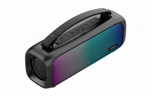 Enceinte portable AKAI « Active » 8 W RMS, Bluetooth 5.1, batterie 1 500 mAh, RGB, noire, « ABTS-08 BK » (timbre vert 0,8 lei)