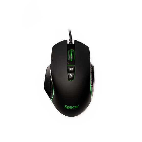 MOUSE Spacer - gaming, gaming, cu fir, USB, optic, 8.000 DPI, butoane/scroll 7/1, iluminare RGB, negru, "SPGM-PULSAR-SPEED" (timbru verde 0.18 lei)