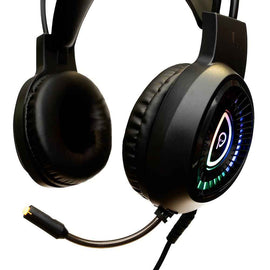 Casque gaming Spacer RGB, filaire, standard, utilisation gaming, microphone sur la perche, connexion via USB & Jack 3,5 mm x 2, éclairage RGB, noir, "SPGH-PHANTOM", (tampon vert 0,8 lei)