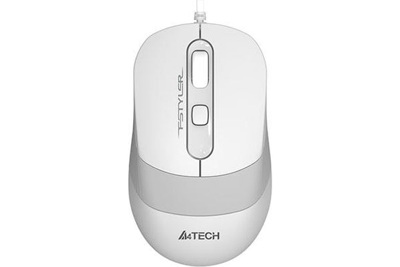 MOUSE A4tech, PC sau NB, cu fir, USB, optic, 1200 dpi, butoane/scroll 4/1, buton selectare viteza, alb / gri, "FM10 White" (timbru verde 0.18 lei)