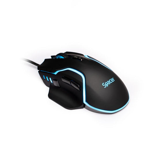 MOUSE Spacer - gaming, gaming, cu fir, USB, optic, 12.000 dpi, butoane/scroll 8/1, iluminare RGB, negru, "SPGM-ALIEN-RACE" (timbru verde 0.18 lei)