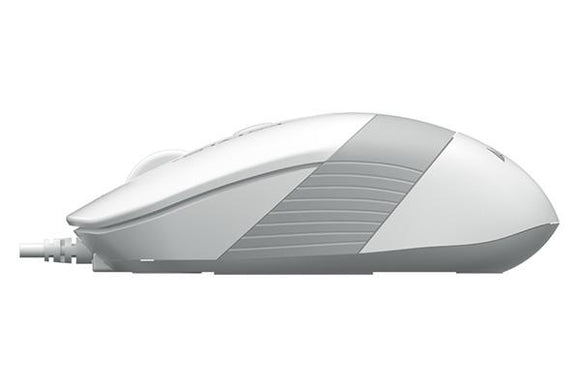 MOUSE A4tech, PC sau NB, cu fir, USB, optic, 1200 dpi, butoane/scroll 4/1, buton selectare viteza, alb / gri, "FM10 White" (timbru verde 0.18 lei)