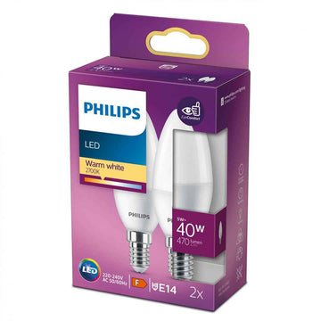 BEC LED Philips, soclu E14, putere 5W, forma lumanare, lumina alb calda, alimentare 220 - 240 V, "000008719514310056" (timbru verde 0.45 lei)