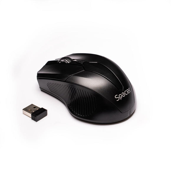 MOUSE Spacer, PC sau NB, wireless, 2.4GHz, optic, 1600 dpi, butoane/scroll 4/1,buton ON/OFF, negru, "SPMO-W02" (timbru verde 0.18 lei)