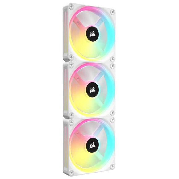 CORSAIR QX RGB Series, iCUE LINK QX120 RGB WHITE, 120mm Magnetic Dome RGB Fan, Starter Kit
