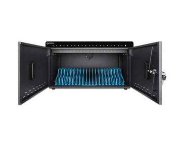 Manhattan iPad to 11" 20-bay Charging Cabinet Desktop via USB-C, Also other tablets and smartphones (with device to USB-C cable), Bays 264x22x235mm, Device charging cables not included (suggest USB-C cable code 356213), Cart, Lockable, EU/UK power cords