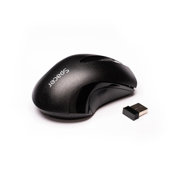 Souris spacer pc ou nb sans fil 24 ghz optique 1 000 ppp boutons/défilement 3/1 noir  spmo-w12  timbre vert 018 lei