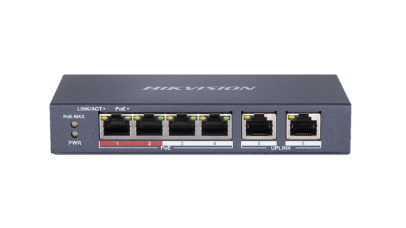 Hikvision DS-3T0306HP-E/HS network switch Unmanaged L2 Fast Ethernet (10/100) Power over Ethernet (PoE) Grey