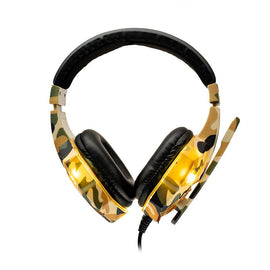 Casque audio filaire standard pour jeux vidéo, microphone sur perche, connexion jack 3,5 mm x 2, lumière verte, camouflage, « SPGH-CAMO », (tampon vert 0,8 lei) - clicktofournisseur.com