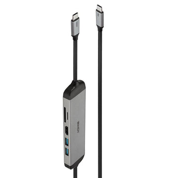 Lindy DST-Micro 140, USB-C Laptop Micro Docking Station with 4K Support and 1.4m 60W Charging Cable - 0