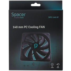 Entretoise de ventilateur PC 140 x 140 x 25 mm, palier hydraulique, 67,6 pi3/min, connecteur 3 broches, sans LED, noir « SPFC-140-3P » (timbre vert 0,18 lei)