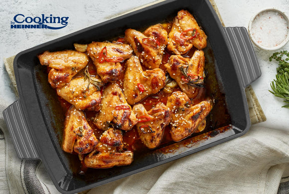 TAVA FONTA EMAILA.33x23x7 CM,MARBLE GREY