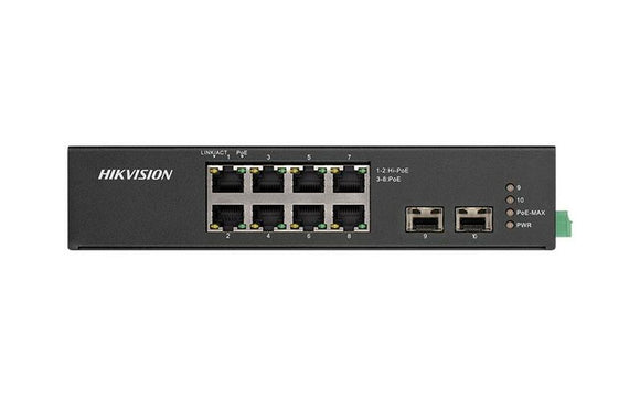 SWITCH Hikvision, Gigabit x 8, SFP x 2, carcasa metalica, "DS-3T0510HP-E/HS" (timbru verde 2 lei)