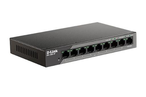 SWITCH PoE D-LINK Unmanaged 8 porturi 10/100Mbps (8 PoE) + 1 x Gigabit Uplink, carcasa metalica, "DSS-100E-9P"(timbru verde 2 lei)