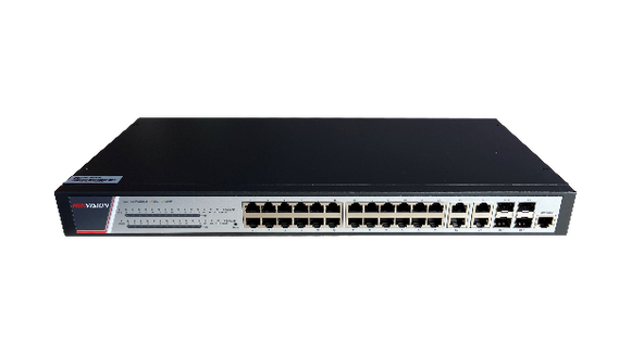 SWITCH 24PORT GIGABIT POE FULL MANAGED, "DS-3E2528P(B)" (timbru verde 2 lei)