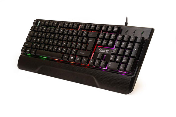 KIT gaming SPACER USB INVICTUS, tastatura RGB rainbow + mouse optic 7 culori, black, "SPGK-INVICTUS" (timbru verde 0.8 lei)
