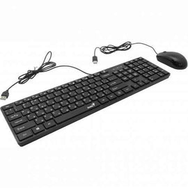 KIT wired GENIUS USB, tastatura 104 taste (concave) + mouse optic 1000dpi, 3 butoane, black, "SlimStar C126" "31330007400" (timbru verde 0.8 lei)