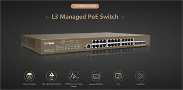 TENDA 24PORT GIGABIT L3 MANAGED SWITCH "TEG5328P-24-410W" (timbru verde 2 lei) - 0
