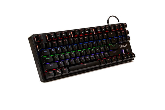 TASTATURA MECANICA SPACER USB IMMORTAL, switch-uri mecanice albastre, 50 mil. apasari, 87 taste, anti-ghosting 26 taste, anti-spill, black, "SPKB-MK-IMMORTAL"   (timbru verde 0.8 lei)