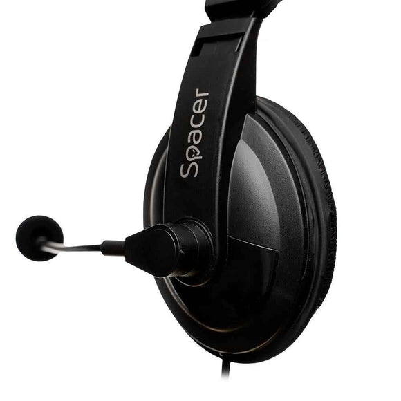 CASTI Spacer, cu fir, standard, utilizare multimedia, microfon pe brat, conectare prin Jack 3.5 mm x 2, negru, "SPK-222", (timbru verde 0.8 lei)