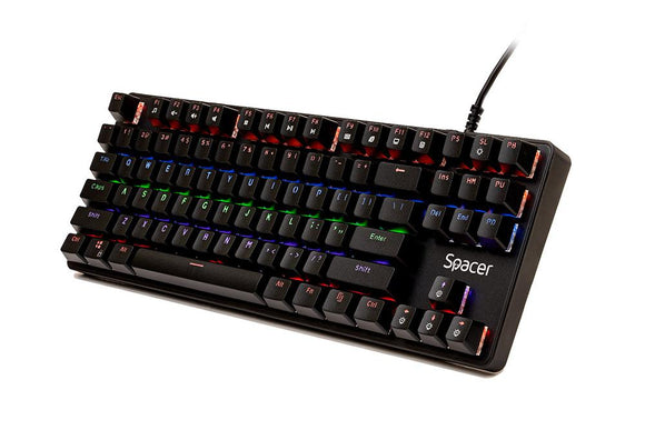 TASTATURA MECANICA SPACER USB IMMORTAL, switch-uri mecanice albastre, 50 mil. apasari, 87 taste, anti-ghosting 26 taste, anti-spill, black, "SPKB-MK-IMMORTAL"   (timbru verde 0.8 lei)