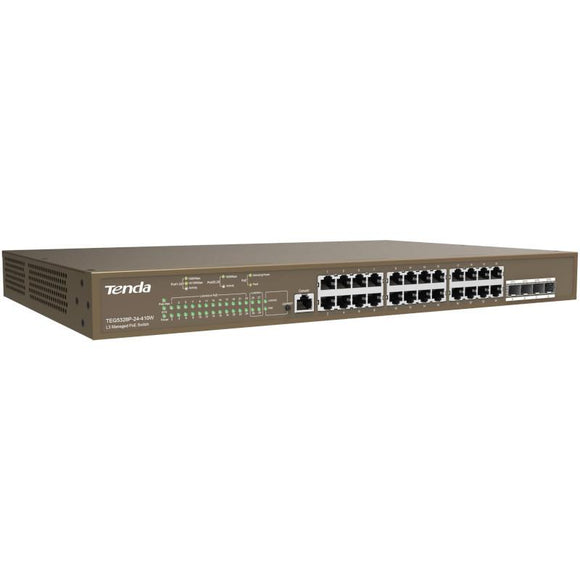 TENDA 24PORT GIGABIT L3 MANAGED SWITCH "TEG5328P-24-410W" (timbru verde 2 lei)