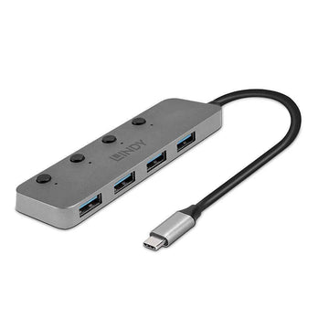Hub Lindy 4 Port USB 3.2 buton On/Off "LY-43383" (timbru verde 0.18 lei)