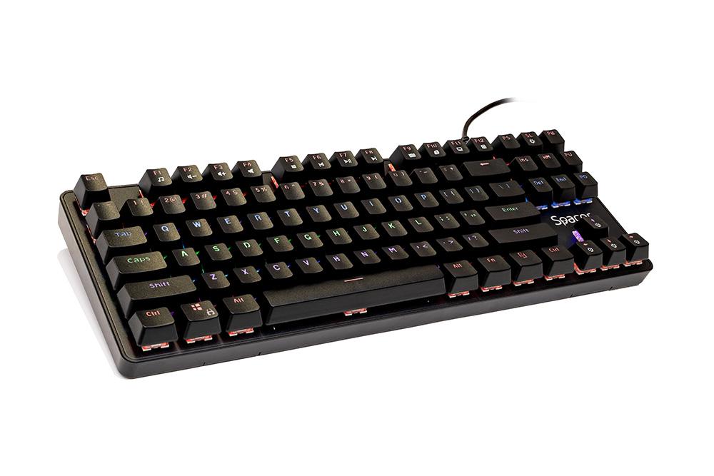 Clavier mécanique immortal usb spacer commutateurs mécaniques bleus 50 mil. frappes 87 touches anti-ghosting 26 touches anti-éclaboussures noir  spkb-mk-immortal  tampon vert 08 lei