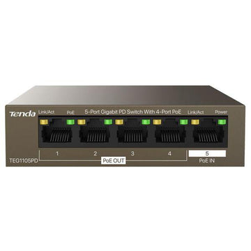 Tenda TEG1105PD network switch Gigabit Ethernet (10/100/1000) Power over Ethernet (PoE) Brown