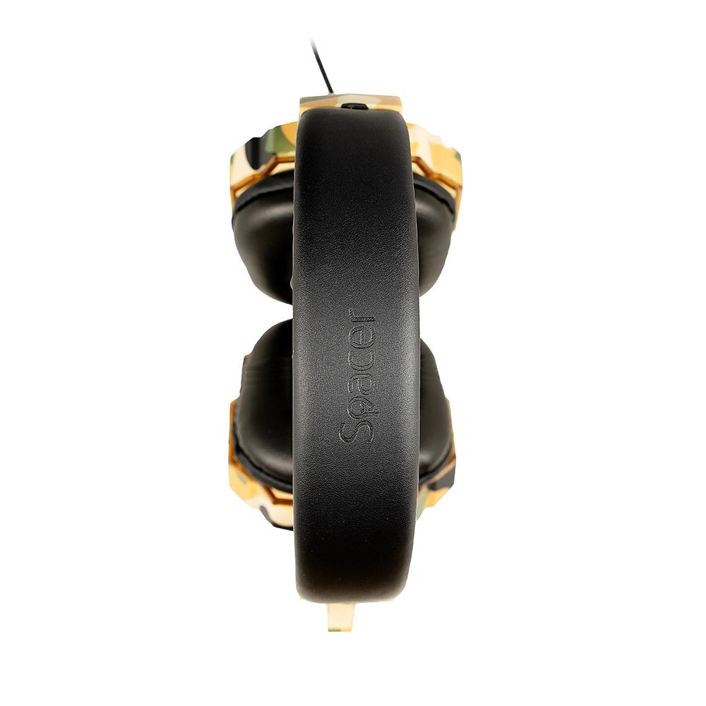 Casque audio filaire standard pour jeux vidéo, microphone sur perche, connexion jack 3,5 mm x 2, lumière verte, camouflage, « SPGH-CAMO », (tampon vert 0,8 lei) - clicktofournisseur.com
