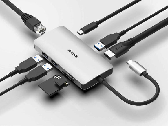 D-Link DUB-M810 - 8-in-1 USB-C Hub with HDMI/Ethernet/Card Reader/Power Delivery