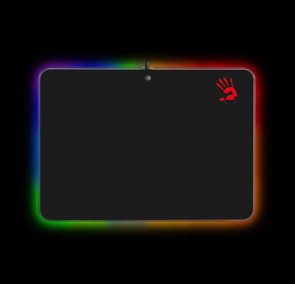 Tapis de souris A4Tech « RGB Gaming », gaming, avec LED, caoutchouc et textile, 358 x 256 x 2,6 mm, noir, « MP-50RS »
