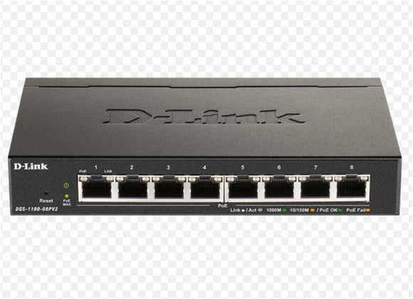 D-Link | Smart Gigabit Ethernet Switch | DGS-1100-08V2 | Managed | Desktop | Power supply type External