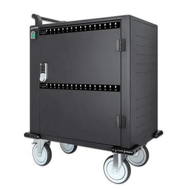 Chariot de chargement Manhattan 32 baies pour iPad 13", MacBook Air 13" et Chromebook 14", ainsi que pour autres tablettes/smartphones (avec câble USB-C), dimensions 330 x 22 x 235 mm, câbles de chargement non inclus (code de câble USB-C 356213 recommandé), armoire, serrure.