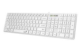 Clavier USB GENIUS, multimédia, 104 touches + 12 touches multimédia, blanc, « SlimStar 126 » « 31310017408 » (timbre vert 0,8 lei)
