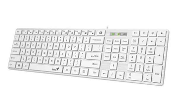 Clavier USB GENIUS, multimédia, 104 touches + 12 touches multimédia, blanc, « SlimStar 126 » « 31310017408 » (timbre vert 0,8 lei)