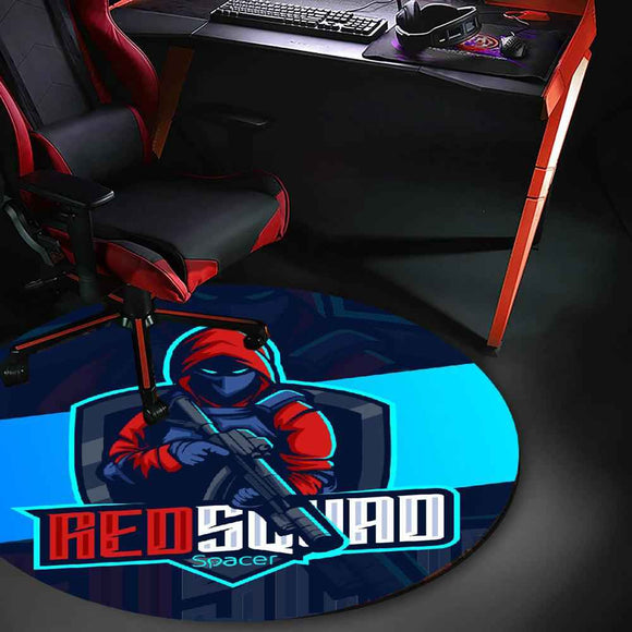 Covor pentru scaun gaming SPACER, protectie parchet, cauciuc si material textil, 1200 x 3mm, rotund, REDSQUAD 46501468 "SPFP-REDSQUAD-120"