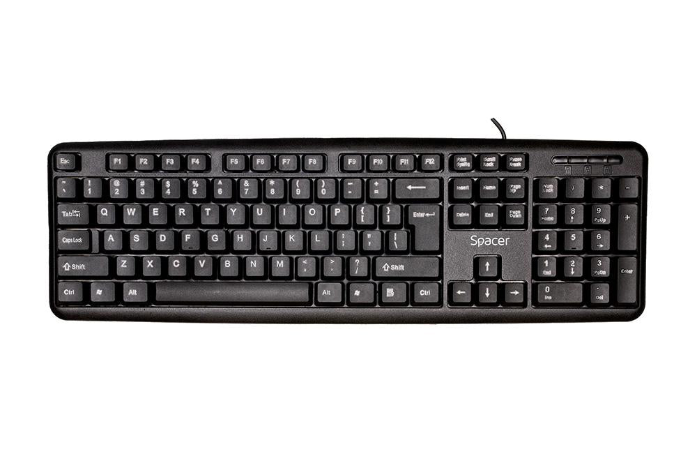 Clavier usb spacer 104 touches anti-éclaboussures noir  spkb-s62 /45505855 timbre vert 08 lei