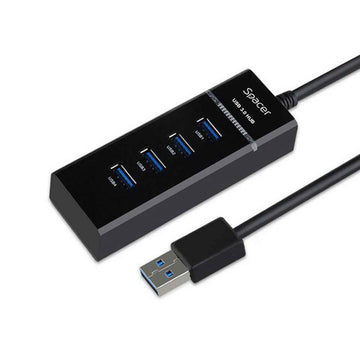 SPACER HUB externe, ports USB : USB 3.0 x 4, connexion via USB 3.0, longueur de câble 1 m, noir, 45507057 « SPH-4USB30-01 » (tampon vert 0,8 lei)