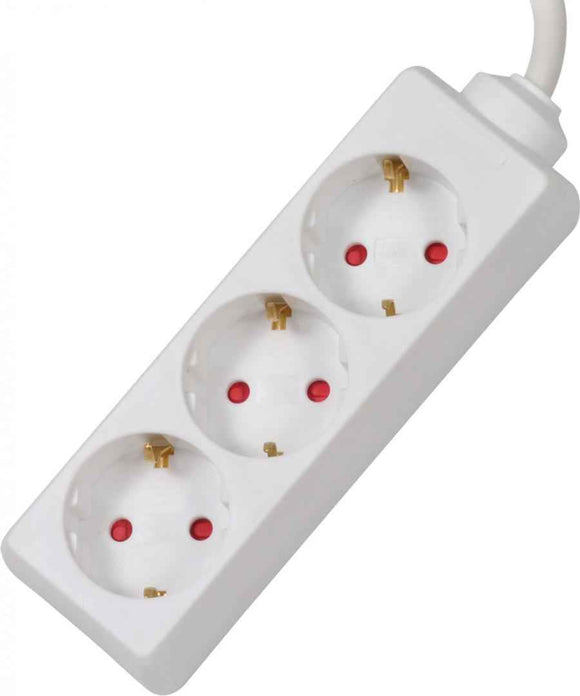 PRELUNGITOR SPACER, Schuko x 3, conectare prin Schuko (T), cablu 1.5 m, 16 A, protectie copii, alb, "PP-3-15" (timbru verde 0.18 lei)