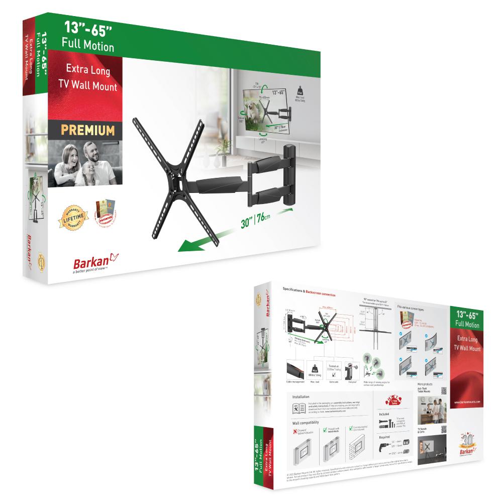 Barkan TV Wall Mount 13"- 65" Black "BM343XL"
