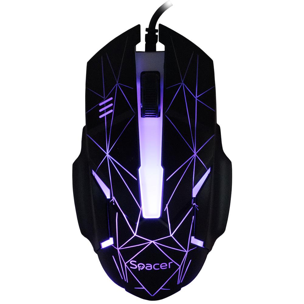Kit gaming spacer usb clavier rgb arc-en-ciel + souris optique 7 couleurs noir  sp-gk-01  timbre vert 08 lb