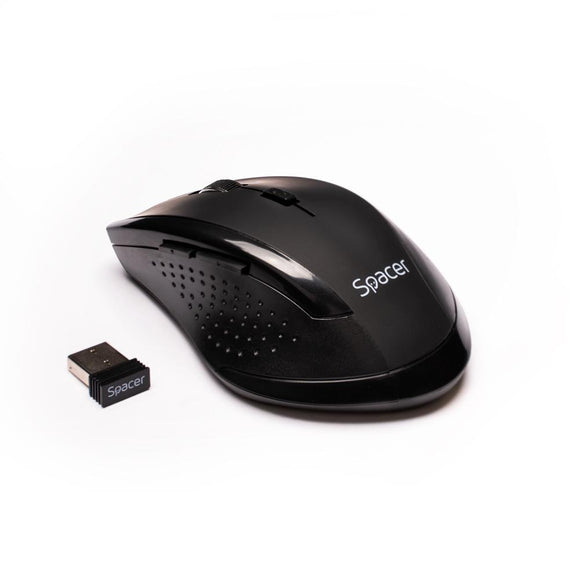 MOUSE  Spacer, PC sau NB, wireless, 2.4GHz, optic, 800/ 1200/1600 dpi, butoane/scroll 6/1, rezolutie selectabila, negru, "SPMO-291" 45503292 (timbru verde 0.18 lei)