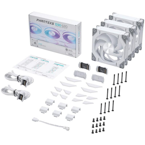 Ventilateur Phanteks PH-F120D30 12 cm Blanc 3 pièces
