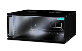 Armoire 19" 4u 515 x 400 mm montage mural démontable noire porte vitrée avec serrure acier 15 mm charge maximale 100 kg  spcw-4u-bk 