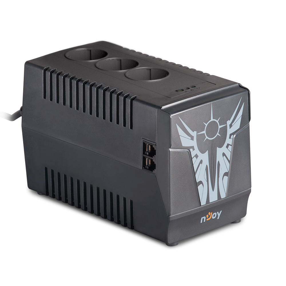 AVR NJOY, « PALADIN », AVR à onde sinusoïdale simulée, 1 000 VA/500 W, universel x 3, « PWAV-10003PL-AZ01B » (timbre vert 11 lei)